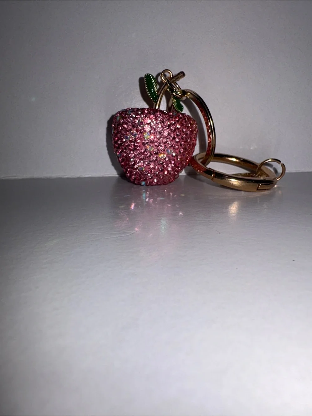 Sparkling Pink Apple Bag Charm with Gold Hardware - Pink Lady!